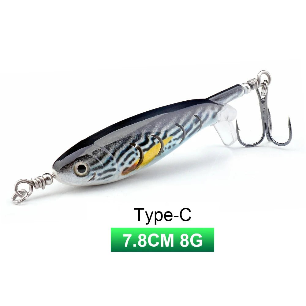 TREHOOK Topwater Double - Blade Popper Lure – 7.8cm 8g Floating Artificial Bait with BBK Treble Hooks - ProFishingHub