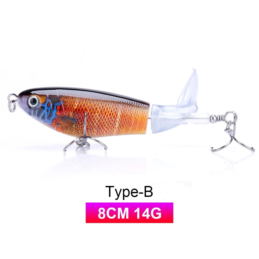 TREHOOK Topwater Double - Blade Popper Lure – 7.8cm 8g Floating Artificial Bait with BBK Treble Hooks - ProFishingHub