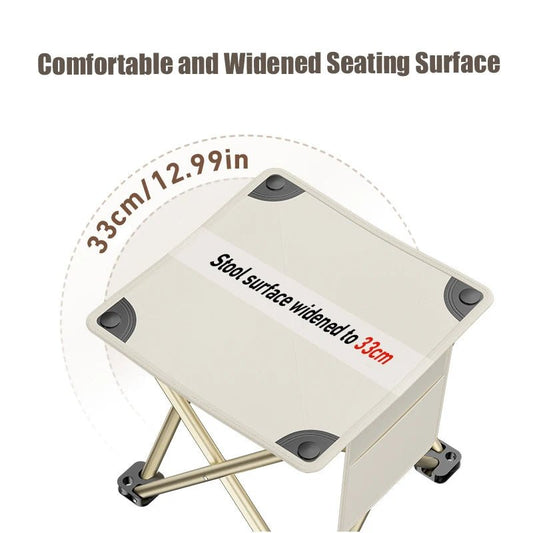 Foldable Outdoor Fishing Stool – Lightweight Seat with Optional Side Pocket (Black or White) - ProFishingHub