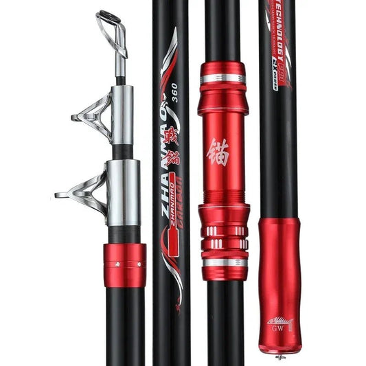 GTOFYU Carbon Fishing Rod Combo – 50kg Drag Heavy Telescopic Boat & Surf Rod with Reel (2.4m–4.5m) - ProFishingHub